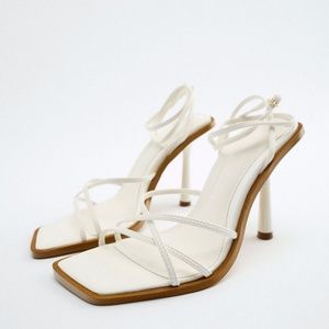 Zara White Tie Strap Sandals NWT